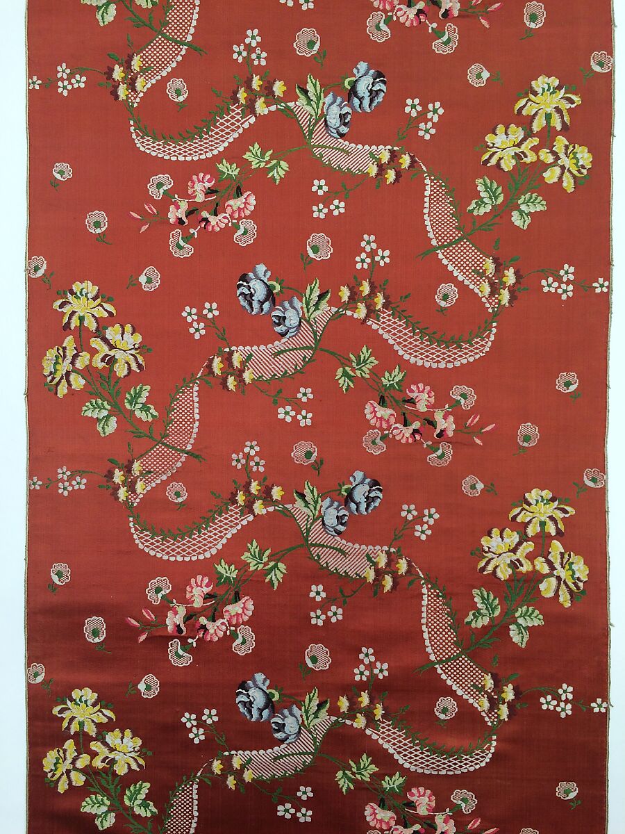 Dress panels, Silk, probably British, London, Spitalfields 