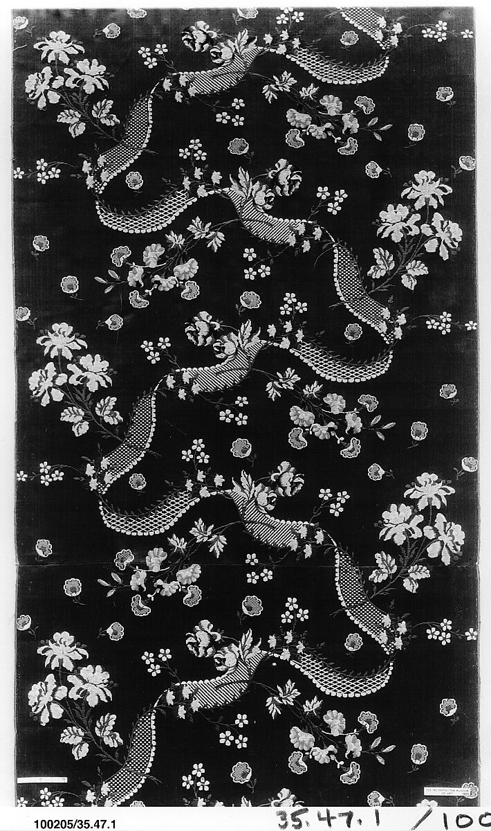 Dress panels, Silk, probably British, London, Spitalfields