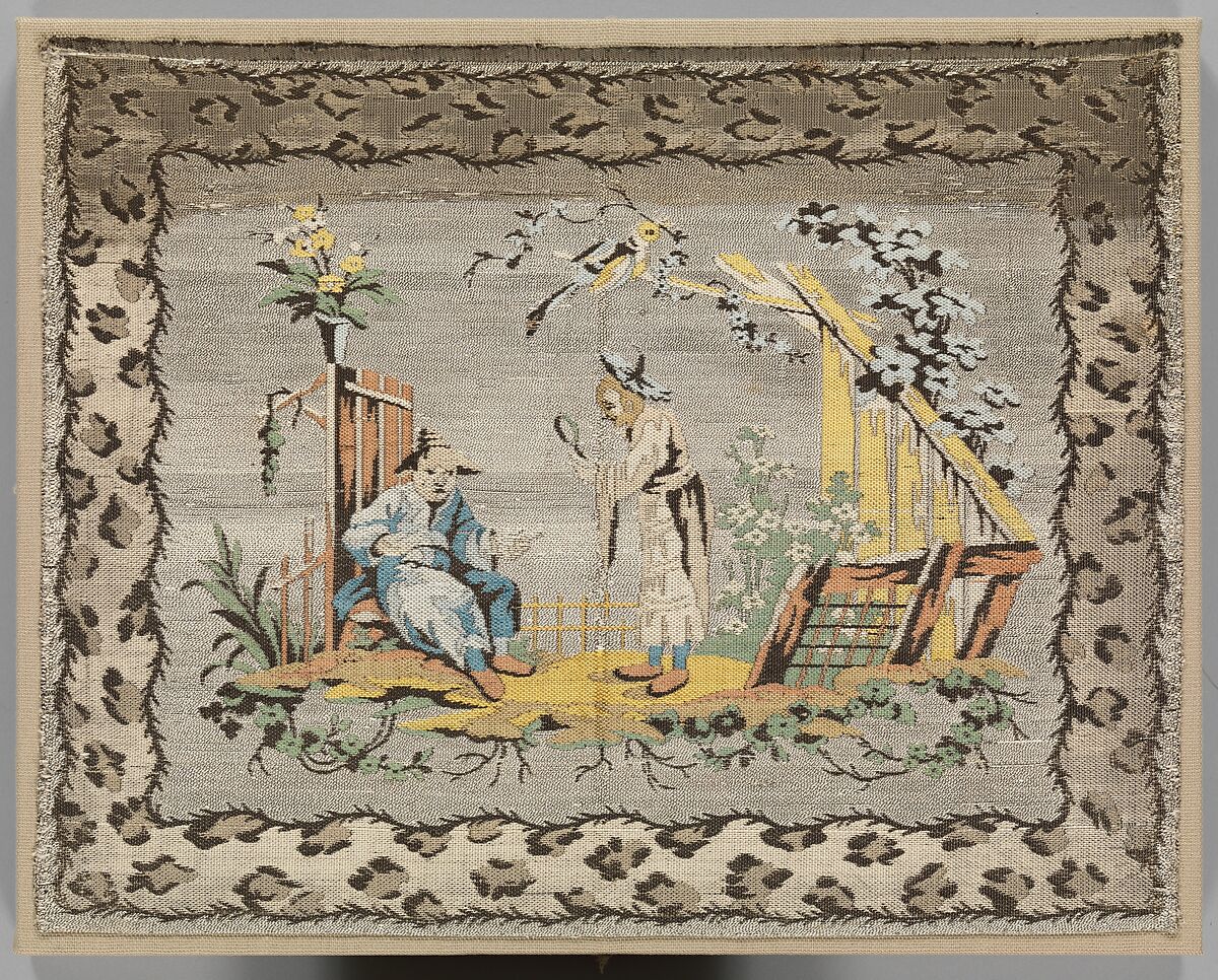 Piece, Possibly after a painting by Jean Pillement (French, Lyons 1728–1808 Lyons), Silk and metal thread, French 