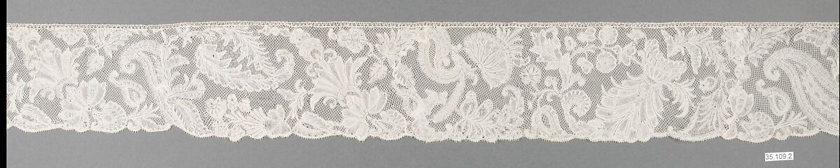 Border (one of three), Bobbin lace, point d'Angleterre, Flemish, Brabant