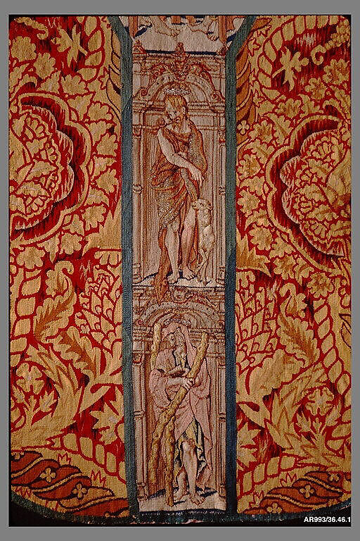 The Last Supper, Saints John the Baptist and Andrew against a Faux Velvet Cloth of Gold, Wool, silk, silver and silver-gilt thread (19-20 warps per inch, 8-9 per cm.), Belgian, possibly Brussels