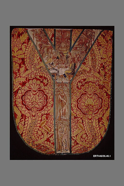 The Last Supper, Saints John the Baptist and Andrew against a Faux Velvet Cloth of Gold, Wool, silk, silver and silver-gilt thread (19-20 warps per inch, 8-9 per cm.), Belgian, possibly Brussels