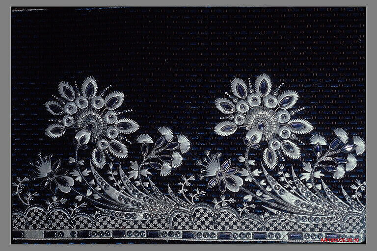 Sample, Silk and metal thread on silk, French