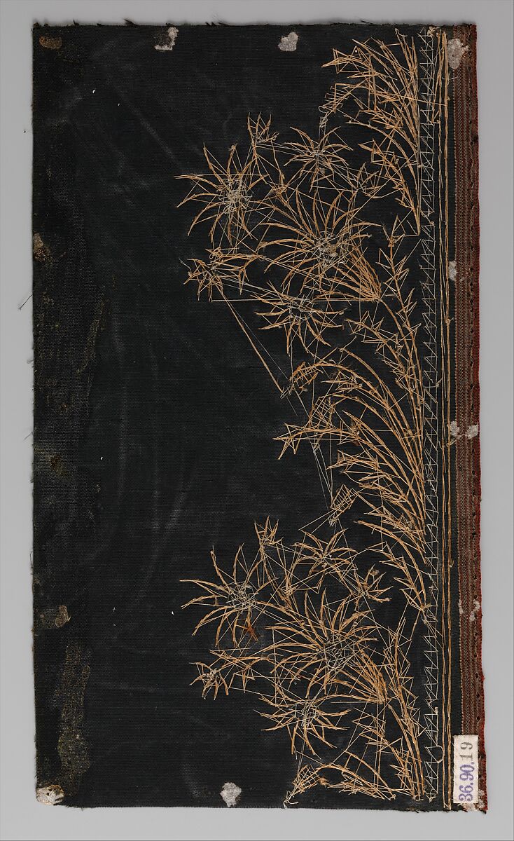 Embroidery sample for a man’s suit, Metal thread, sequins and glass on silk velvet, French
