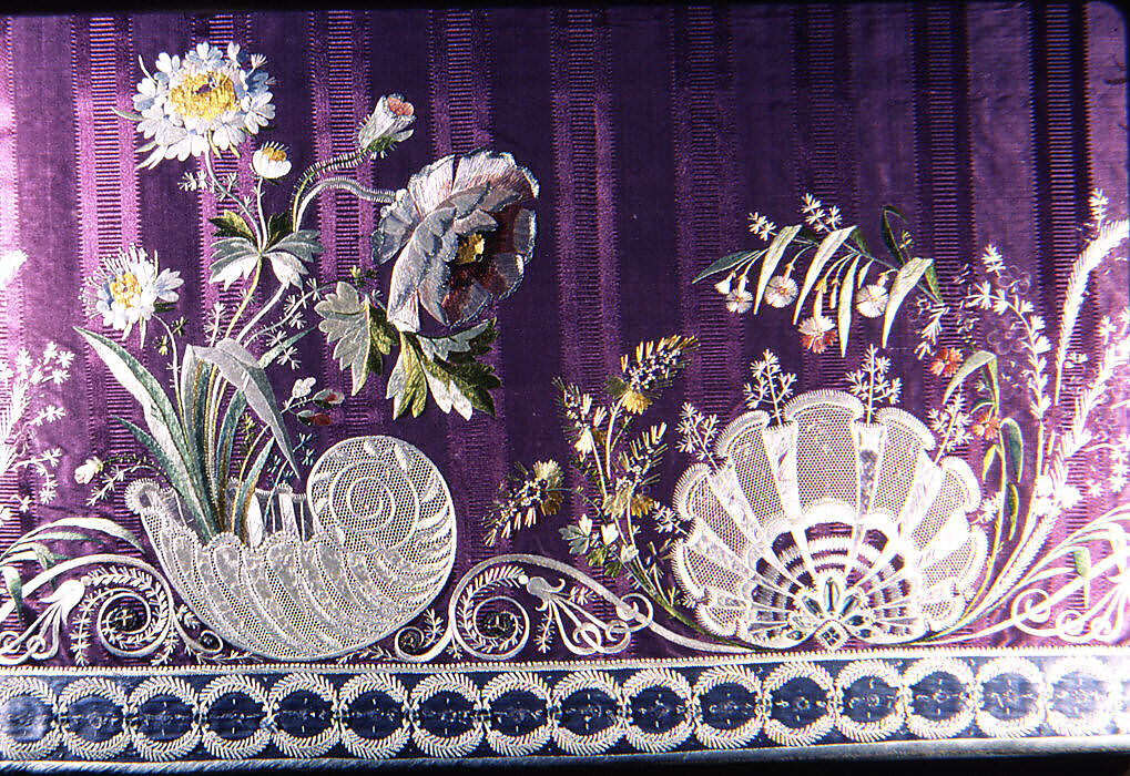 Dress border, Silk on silk, French