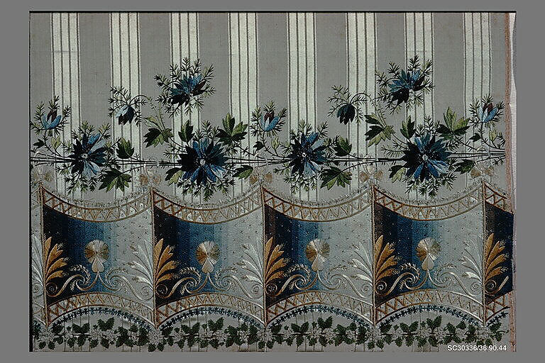 Dress border, Silk on silk, French 