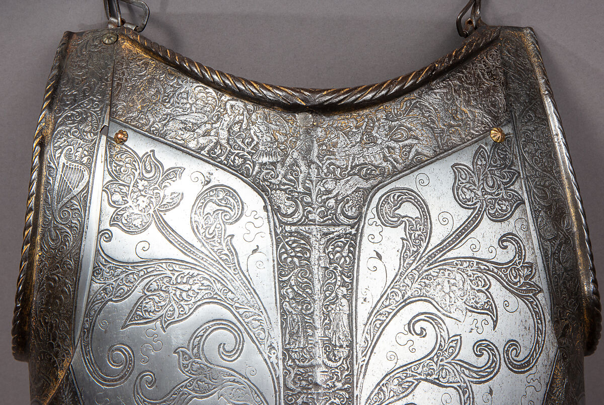 Breastplate, Kunz Lochner (German, Nuremberg, 1510–1567), Steel, gold, German, Nuremberg
