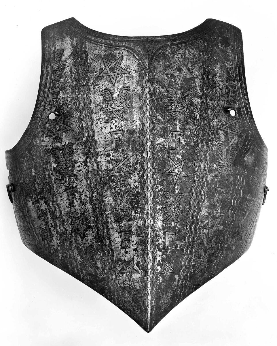 Reinforcing Breastplate, Steel, silver, Italian, probably Milan