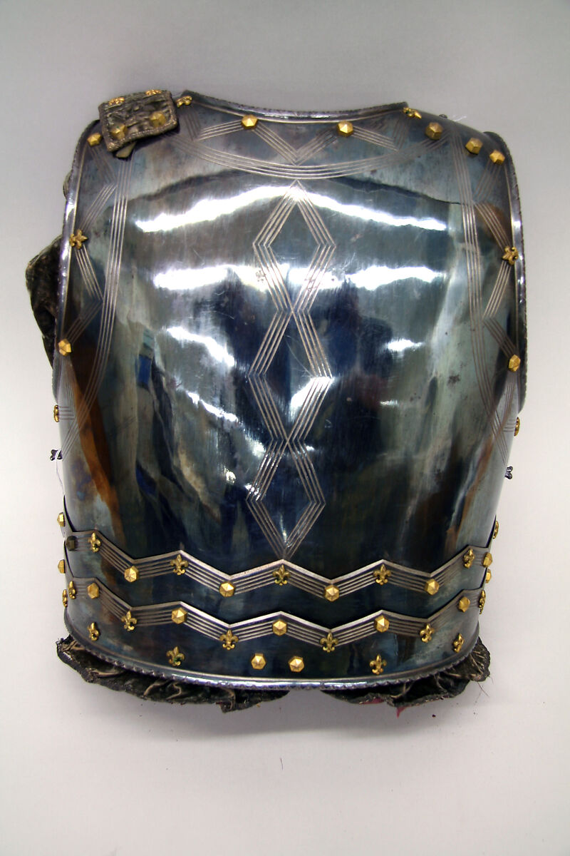 Cuirass, Steel, gold, textile, leather, French or Italian