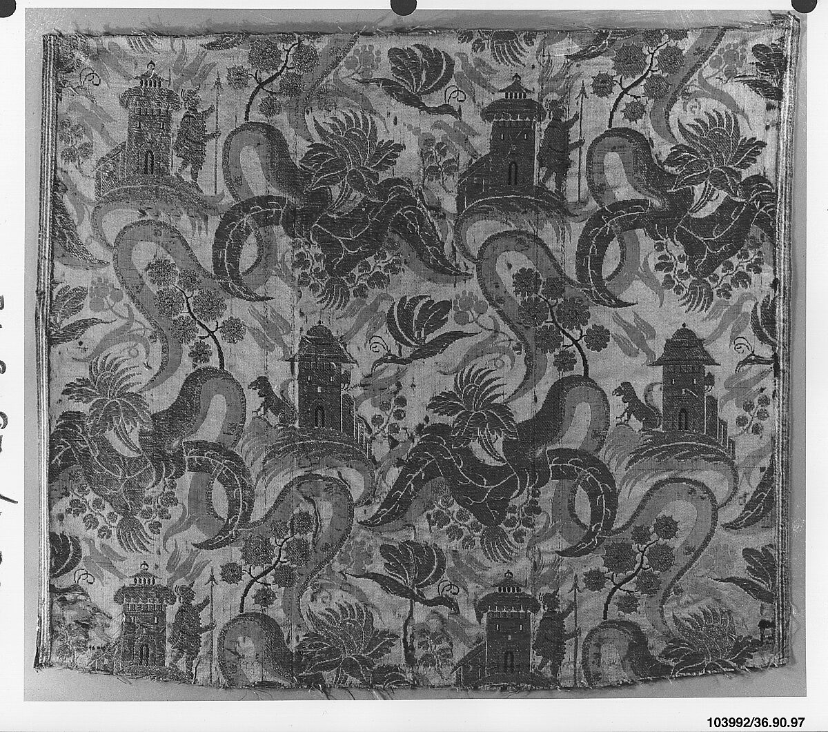 Piece, Silk and metal thread, Italian