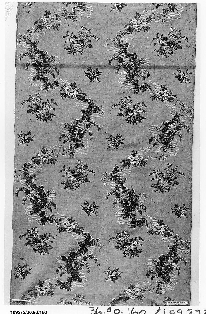 Piece, Silk and metal thread, French 
