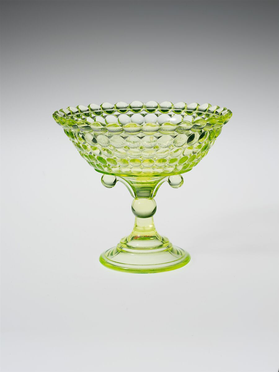 Compote, Adams and Company, Pressed yellow glass, American 