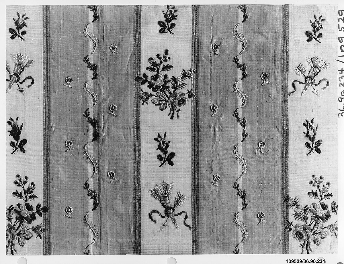 Piece, Silk and metal thread, British