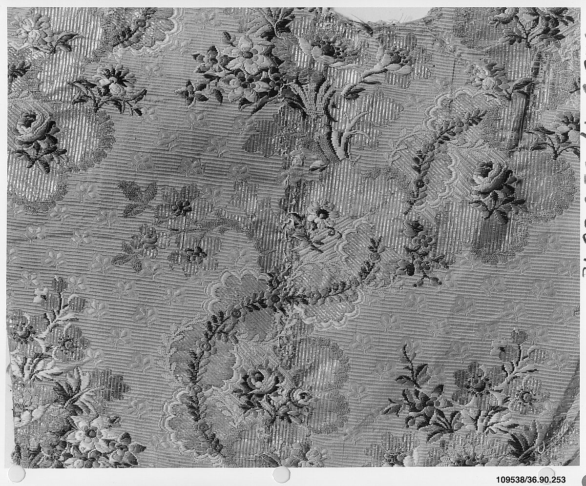 Piece, Silk and metal thread, French 