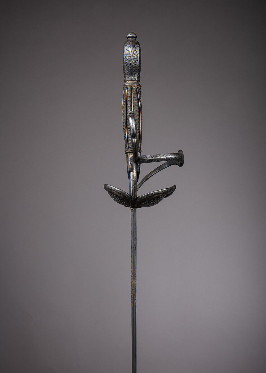 Rapier, Steel, iron wire, wood, hilt, Dutch or Flemish; blade, German