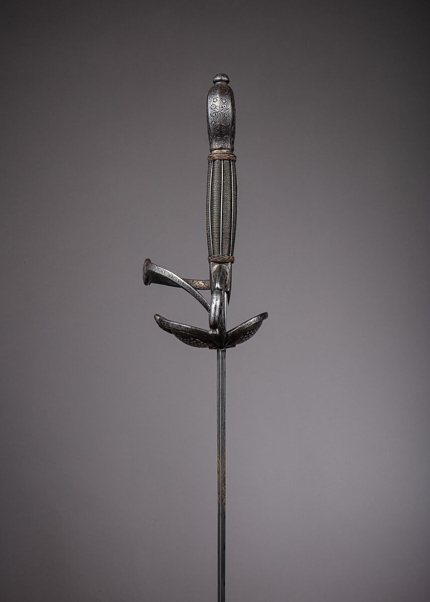Rapier, Steel, iron wire, wood, hilt, Dutch or Flemish; blade, German