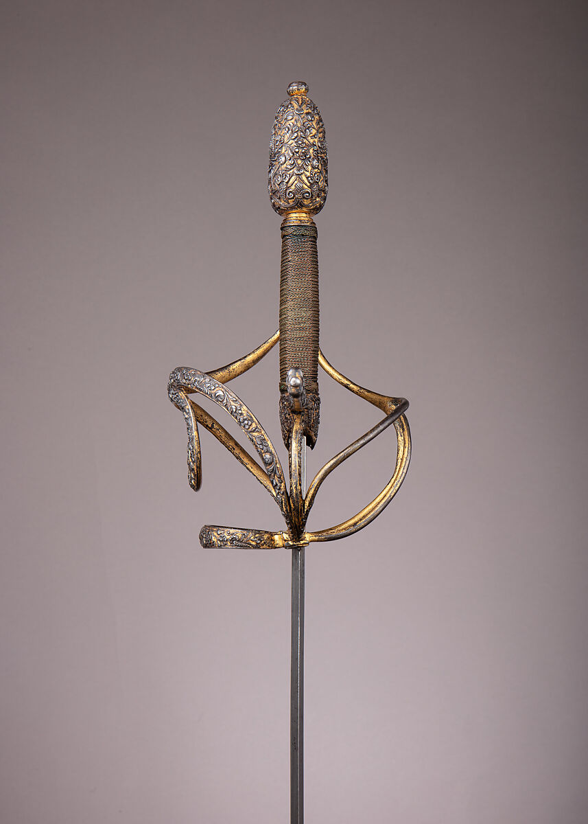 Rapier, Steel, gold, wood, copper, German, possibly Munich