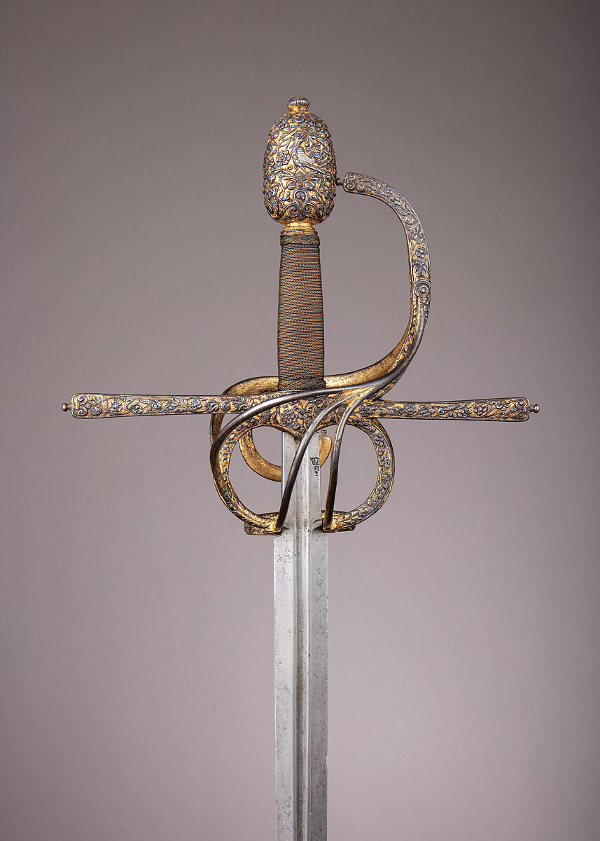 Rapier, Steel, gold, wood, copper, German, possibly Munich