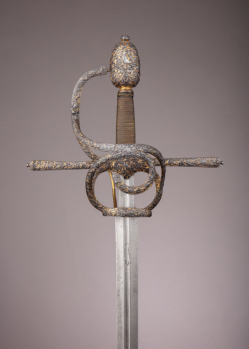 Rapier, Steel, gold, wood, copper, German, possibly Munich
