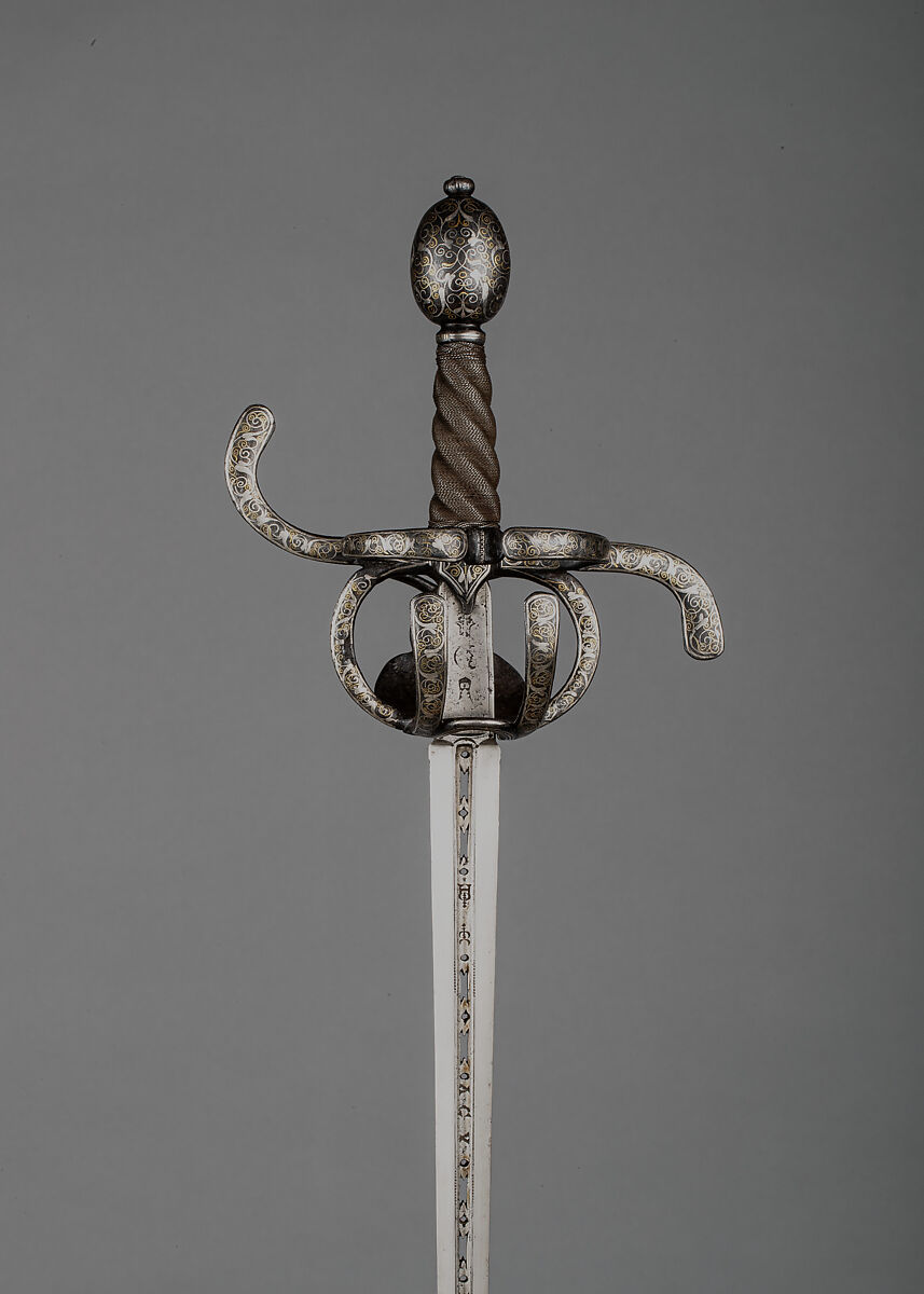 Rapier, Steel, gold, silver, iron, wood, German, possibly Saxony 