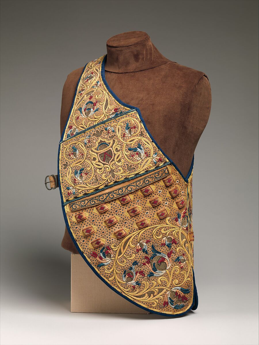 Pistol Baldric (Xarpa), Leather, silk, metallic thread, lace, iron, Spanish, Catalonia 