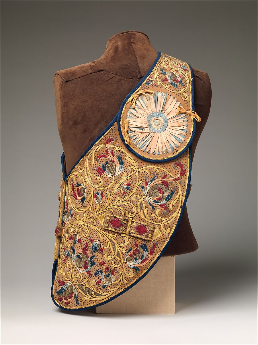 Pistol Baldric (Xarpa), Leather, silk, metallic thread, lace, iron, Spanish, Catalonia