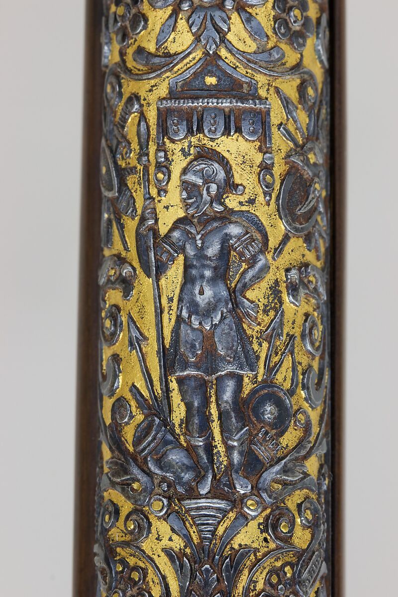 Wheellock Rifle, Daniel Sadeler (German, Munich, recorded 1602–32), Steel, gold, wood (fruitwood), ivory, horn, German, Munich
