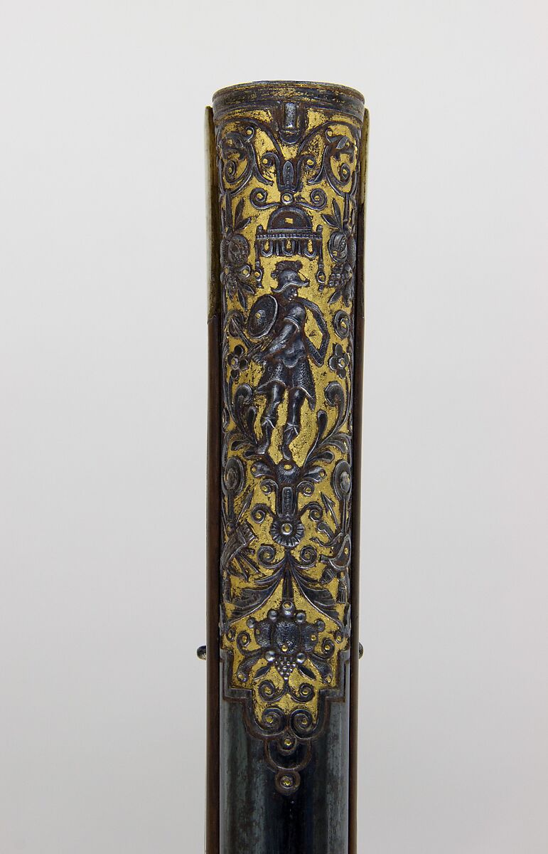 Wheellock Rifle, Daniel Sadeler (German, Munich, recorded 1602–32), Steel, gold, wood (fruitwood), ivory, horn, German, Munich