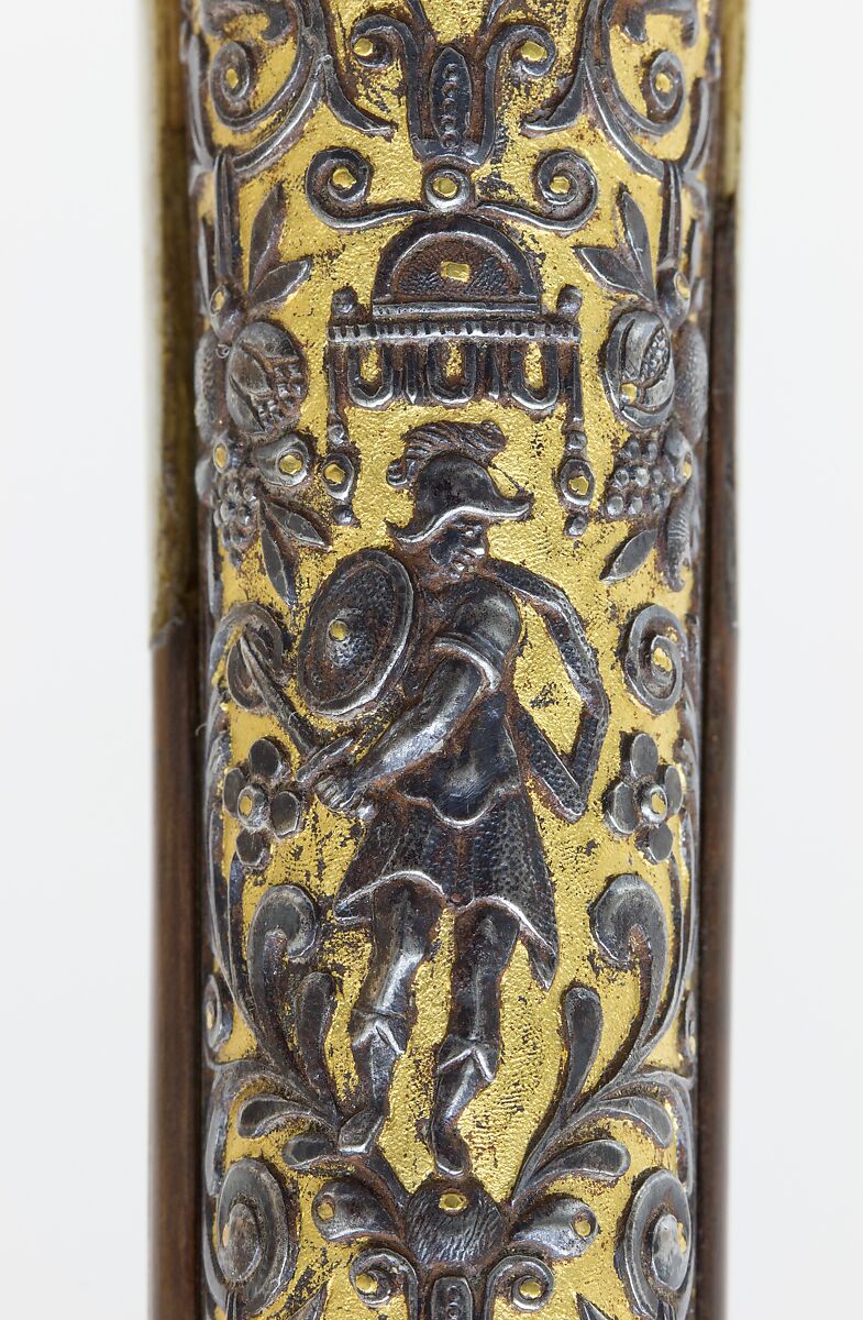 Wheellock Rifle, Daniel Sadeler (German, Munich, recorded 1602–32), Steel, gold, wood (fruitwood), ivory, horn, German, Munich