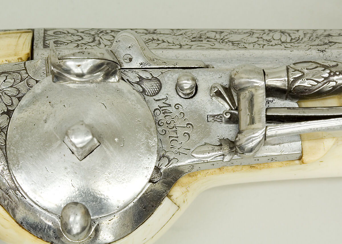 Pair of Wheellock Pistols, Steel, brass, gold, ivory, Dutch, Maastricht
