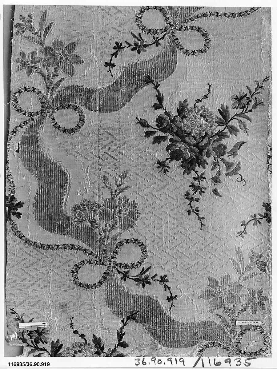 Piece, Silk and metal thread, French 