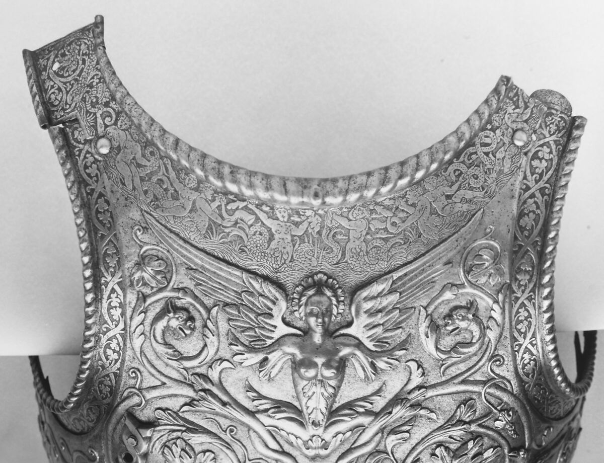 Breastplate, Giovan Paolo Negroli (Italian, Milan ca. 1513–1569), Steel, gold, Italian, Milan