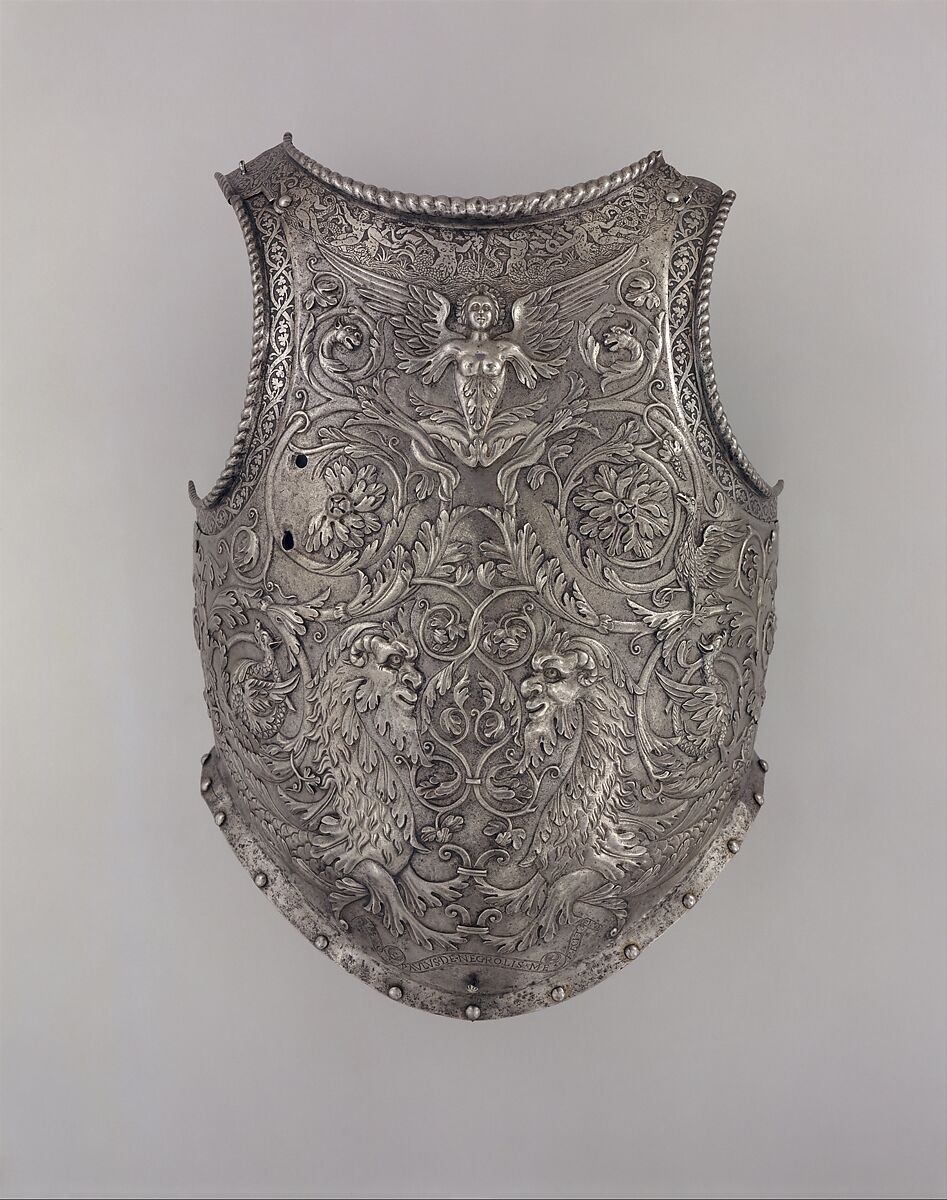 Breastplate, Giovan Paolo Negroli  Italian, Steel, gold, Italian, Milan