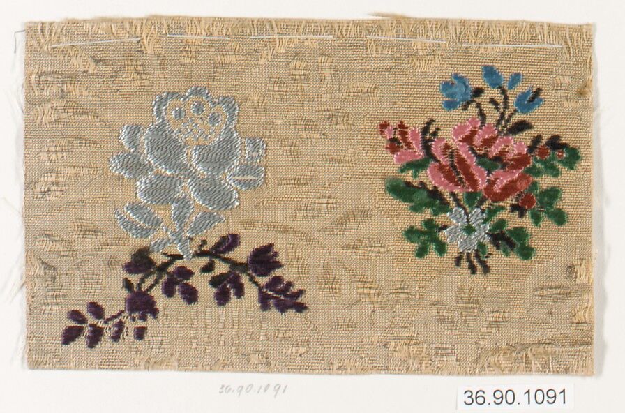 Sample, Silk and metal thread, possibly Russian 