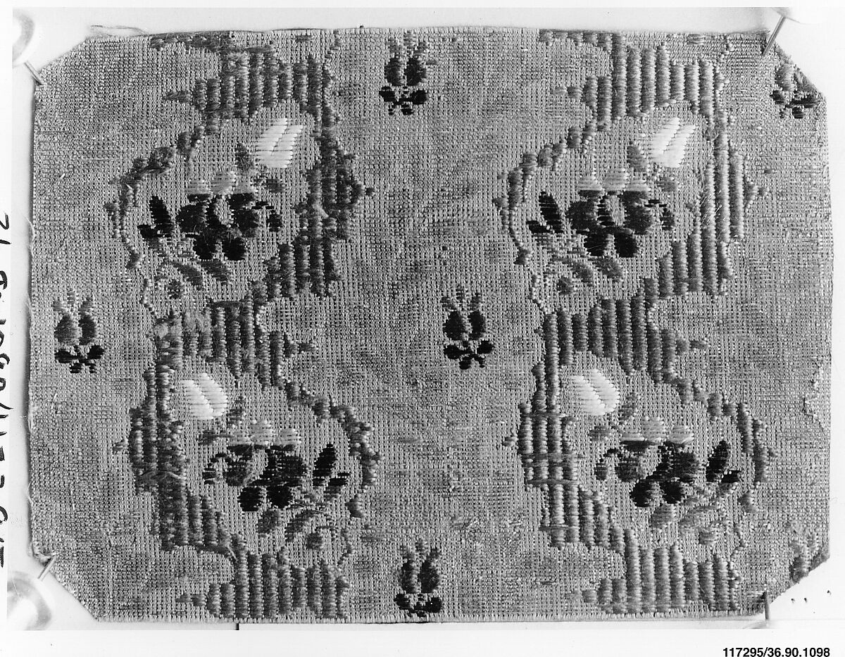 Sample, Silk and metal thread, possibly Russian