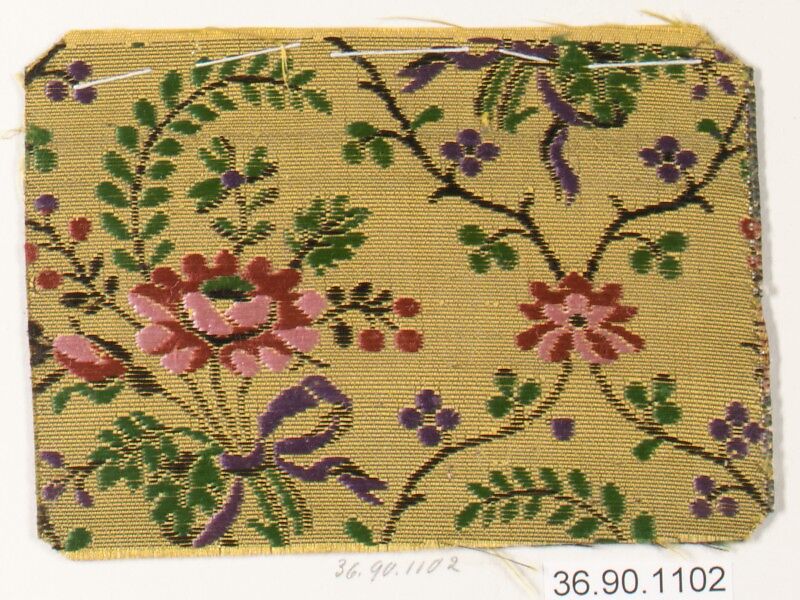 Sample, Silk and metal thread, possibly Russian 