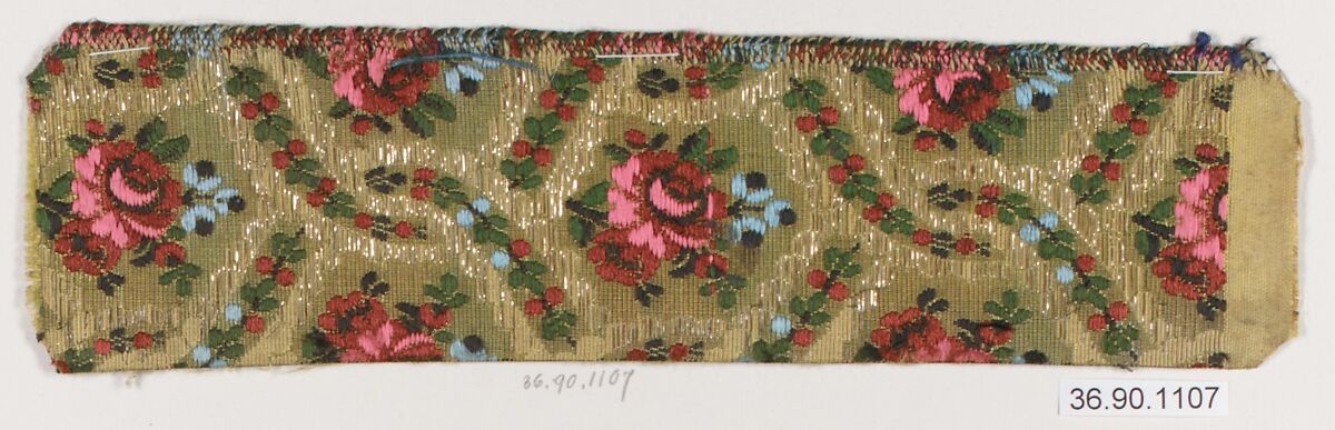 Sample, Silk and metal thread, possibly Russian 