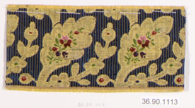 Sample, Silk and metal thread, possibly Russian