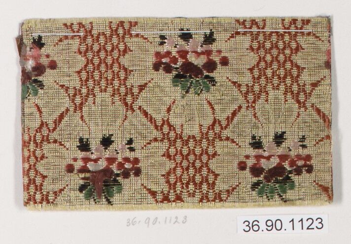 Sample, Silk and metal thread, possibly Russian