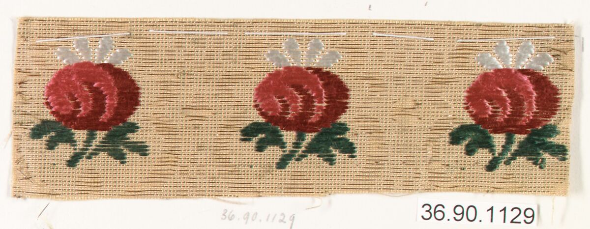 Sample, Silk and metal thread, possibly Russian