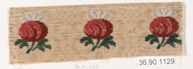 Sample, Silk and metal thread, possibly Russian