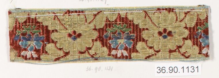 Sample, Silk and metal thread, possibly Russian 