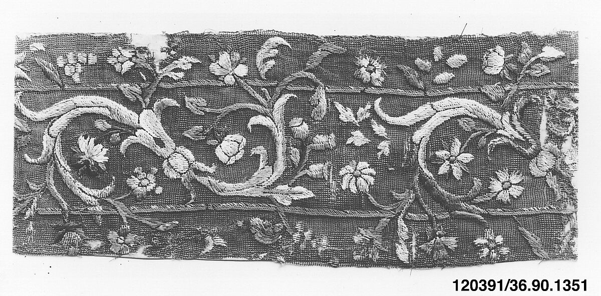 Piece, Silk and metal thread on gauze, Italian