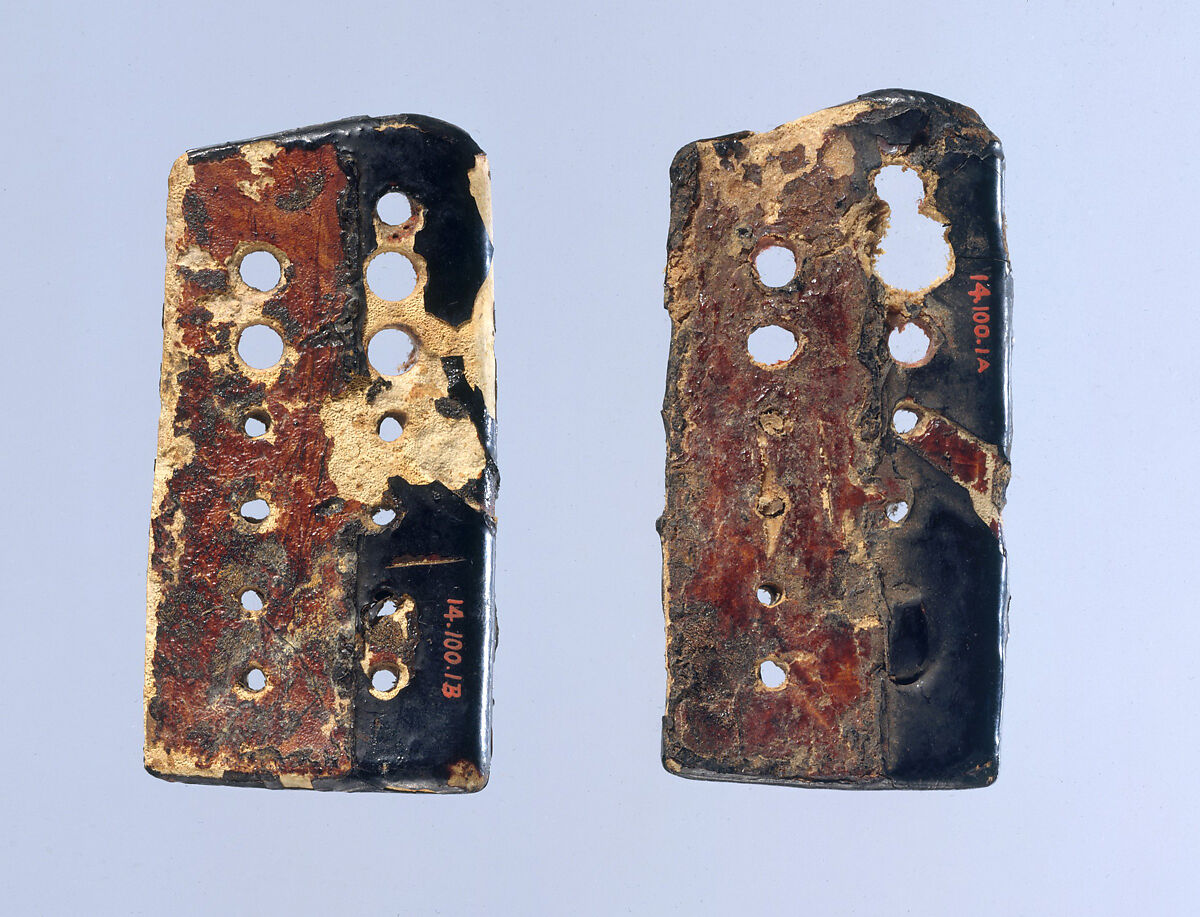 Armor Fragments (Scales and Cords), Iron, lacquer, silk, Japanese 