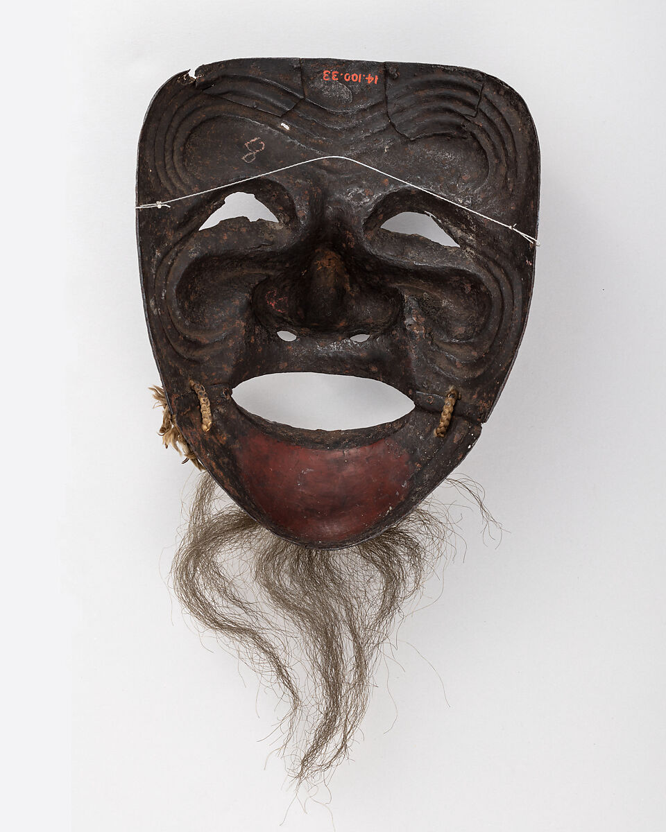 Mask (Sōmen), Iron, lacquer, hair, textile (silk), Japanese