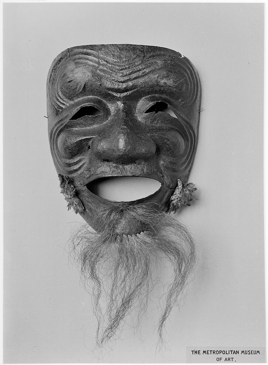 Mask (Sōmen), Iron, lacquer, hair, textile (silk), Japanese