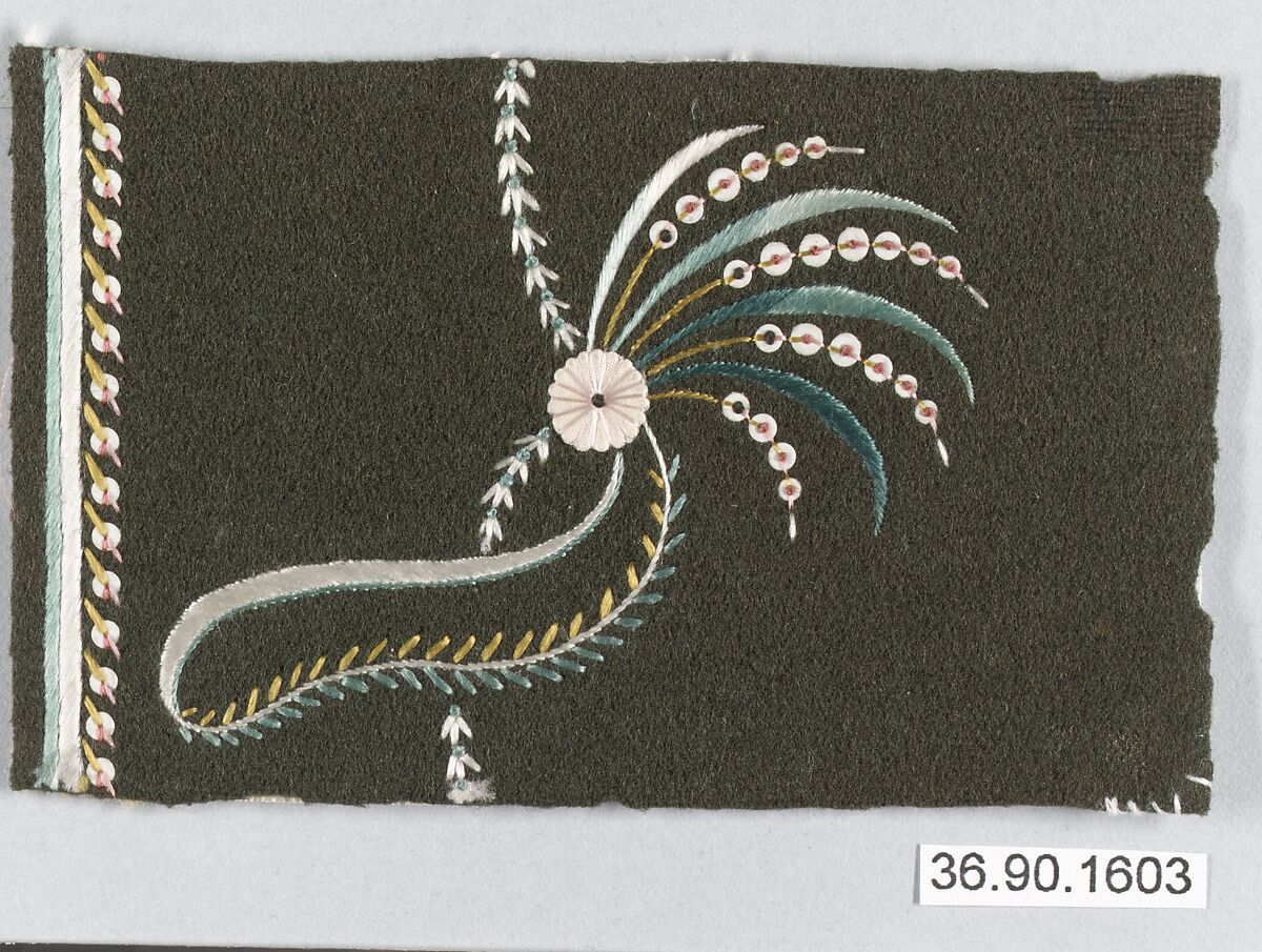 Sample, Silk on felt, French