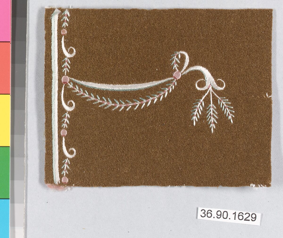 Embroidery sample for a man’s suit, Silk on wool, French