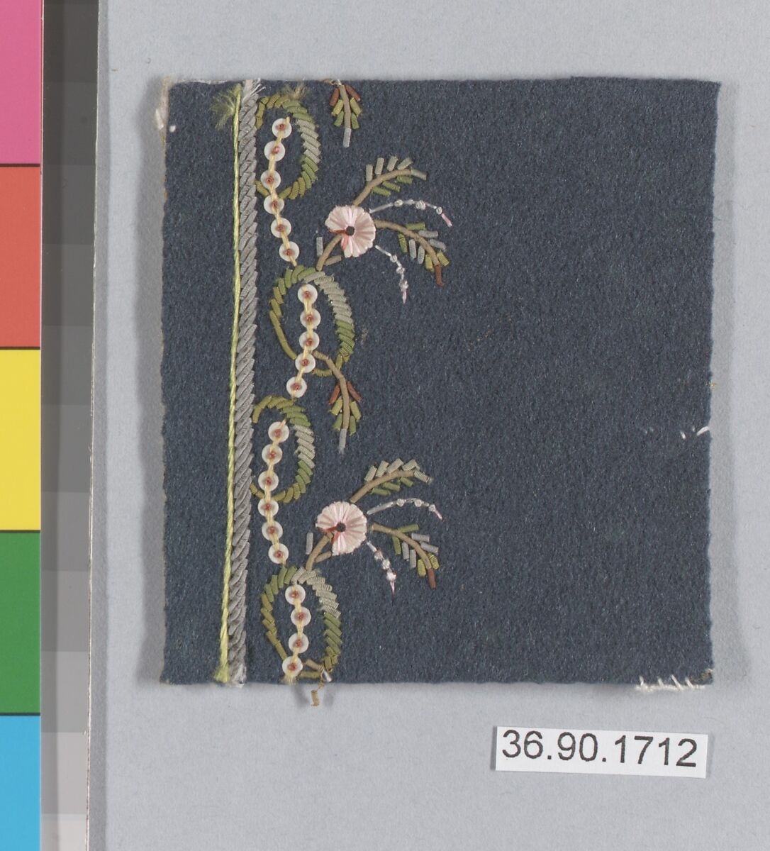 Sample, Metal thread on felt, French