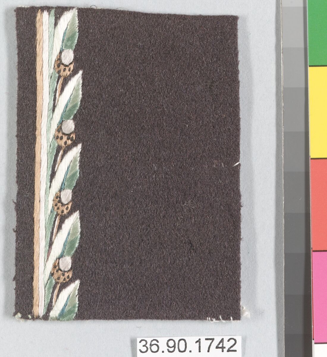 Embroidery sample for a man’s suit, Silk on wool, French